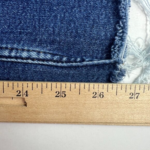 Pilcro Jeans Womens 27x26* Yaya Mid Rise Flare Cropped Blue Raw Hem Denim Tag 27 - Picture 12 of 16